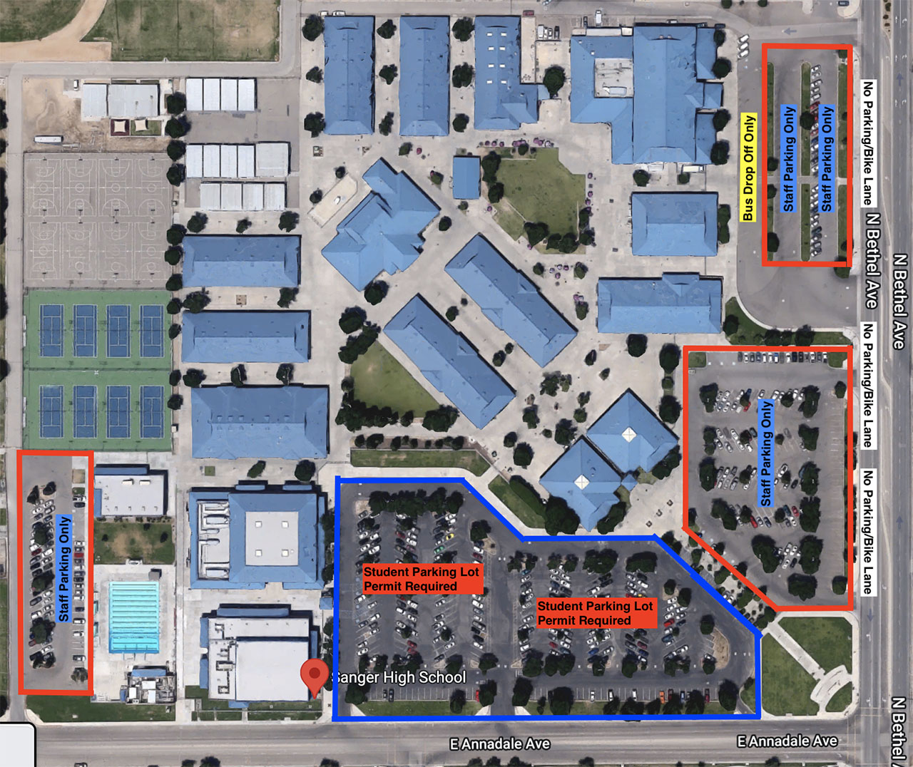 shs student parking map